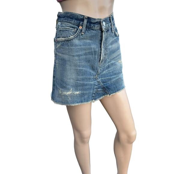 New Citizens of Humanity Premium Vintage Greenpoint Cut Off Denim Mini Skirt 27 - Picture 2 of 10